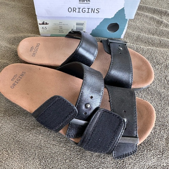 Origins Black adjustable step in sandals - Picture 2 of 3